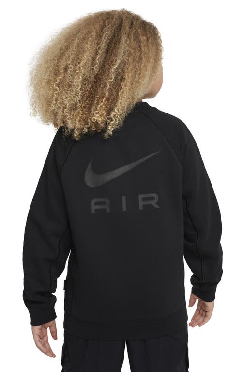 Shop Nike Kids'  Air Crewneck Sweatshirt In Black/black