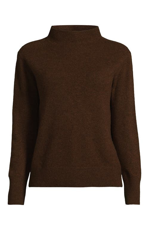 Shop Lands' End Cashmere Funnel Neck Sweater In Dark Carob Heather