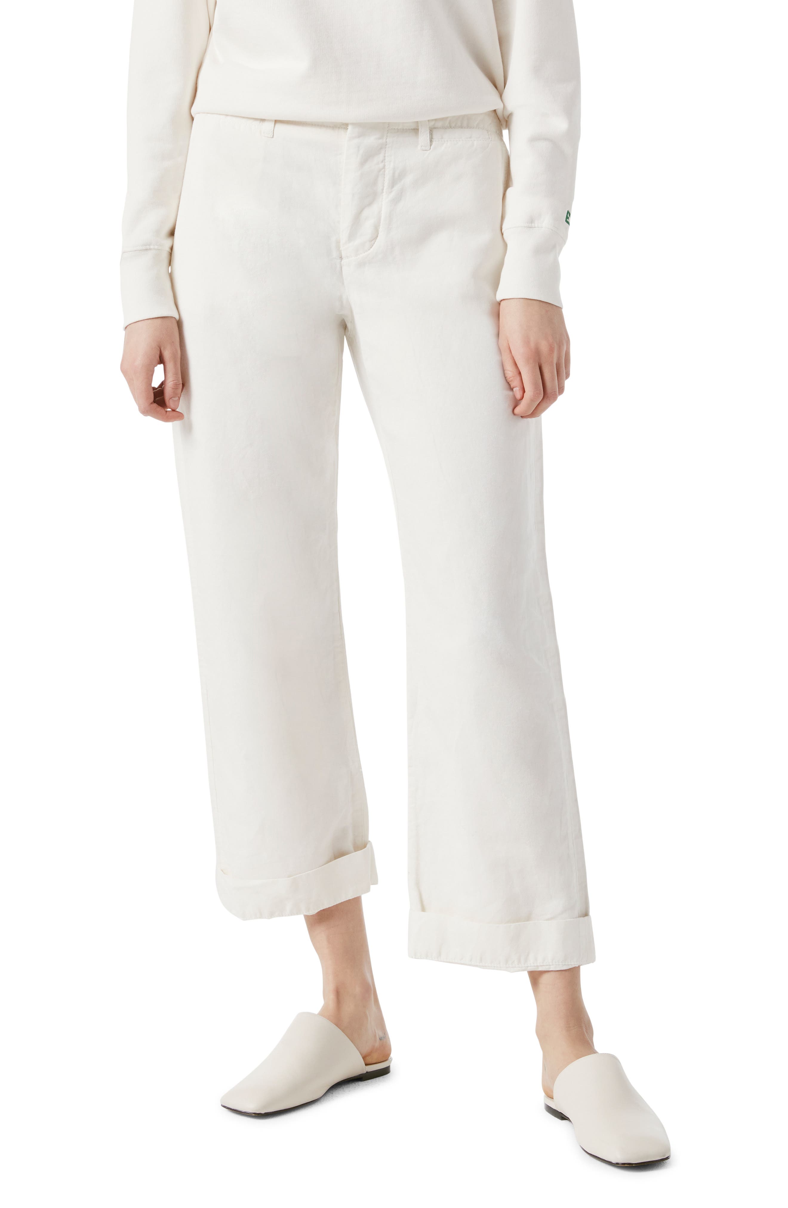 White cuffed trousers Clearance