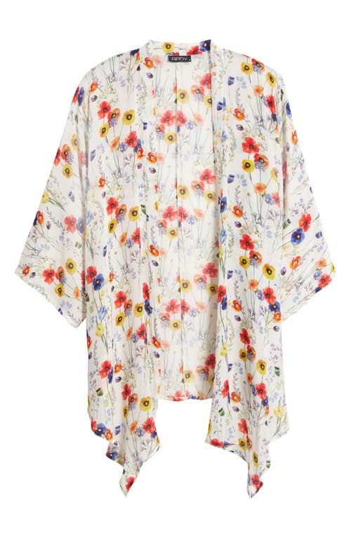 Apny Floral Open Front Jacket In White Multi