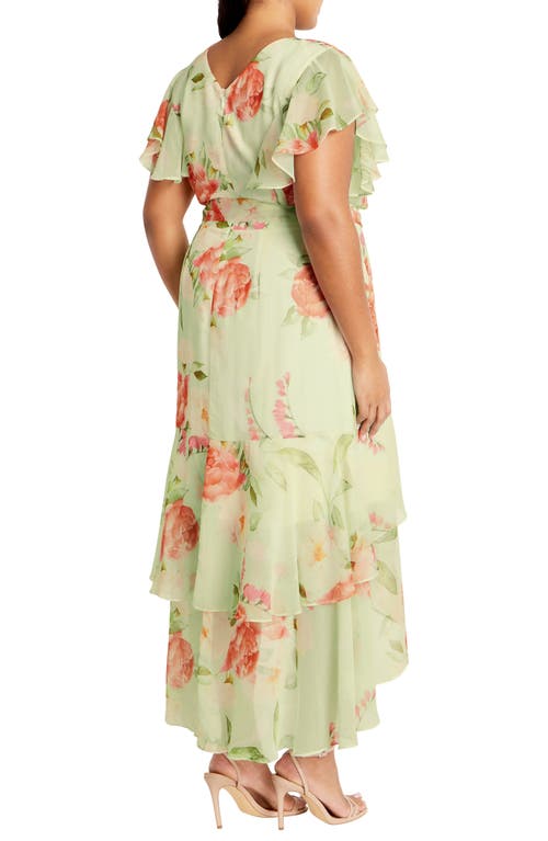 Shop City Chic Floral Print Faux Wrap Dress In Petal Perfection