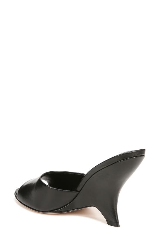 Veronica Beard Mila Leather Peep-toe Wedge Sandals In Black