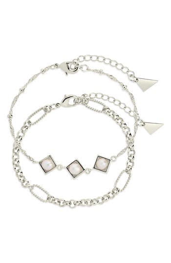Sterling Forever Gold-tone Or Silver-tone Reine Bracelet Set With Freshwater Pearls In Silver