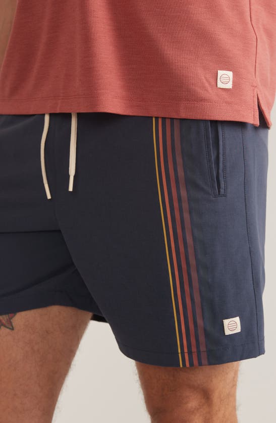 Shop Marine Layer Saturday Stripe Elastic Waist Sport Shorts In Mood Indigo Stripe