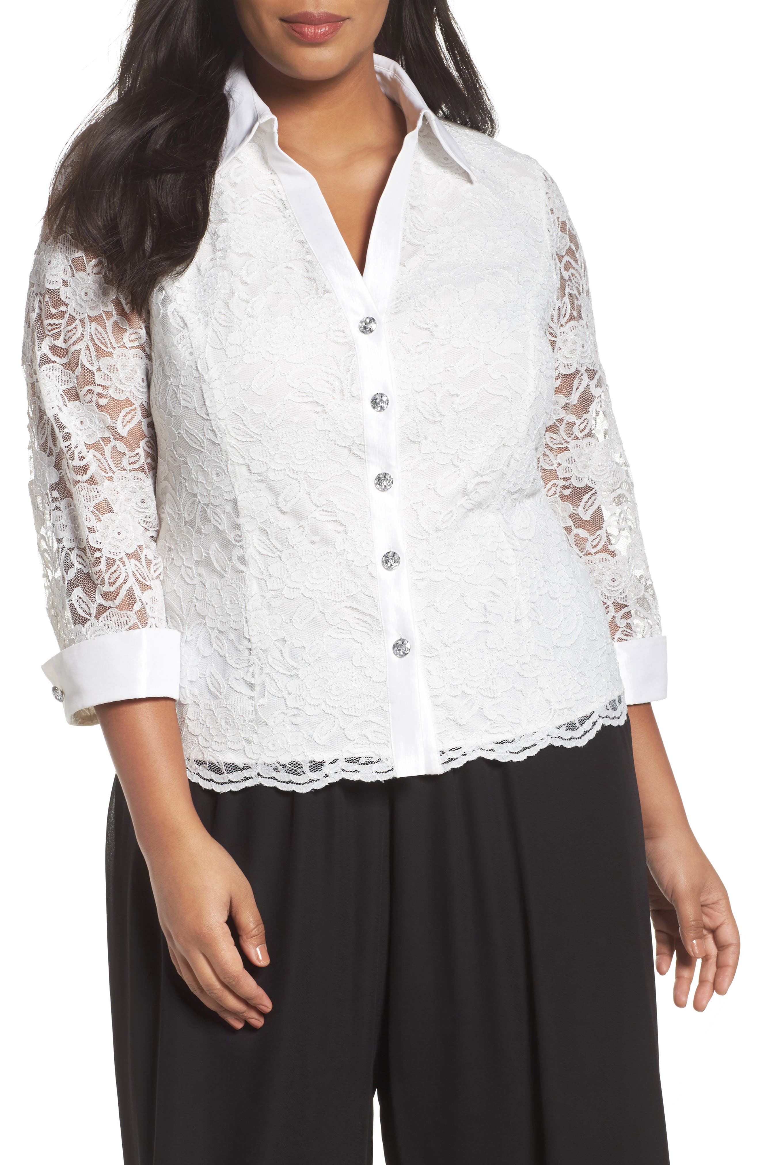 Alex Evenings Lace Blouse (Plus Size) | Nordstrom