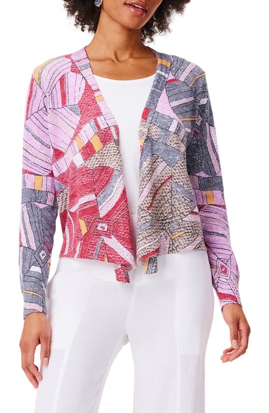 Shop Nic + Zoe Mosaic 4-way Cotton Blend Cardigan In Pink Multi