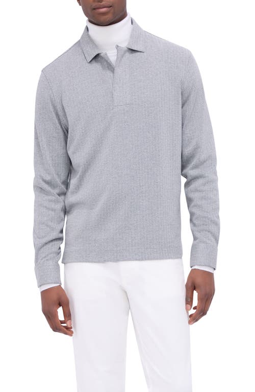 Shop Bugatchi Long Sleeve Cotton Blend Polo In Cement