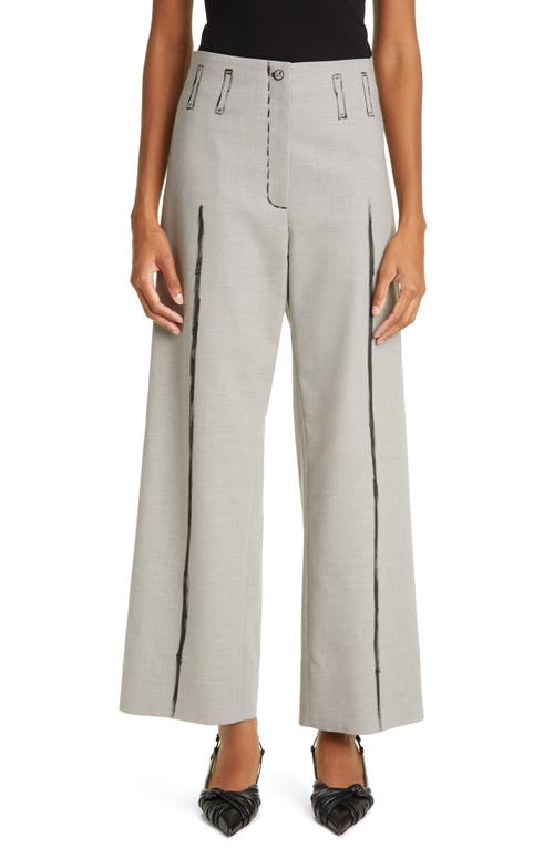 Fontaine Paint Wide Leg Cotton Suit Trousers in Soft Grey