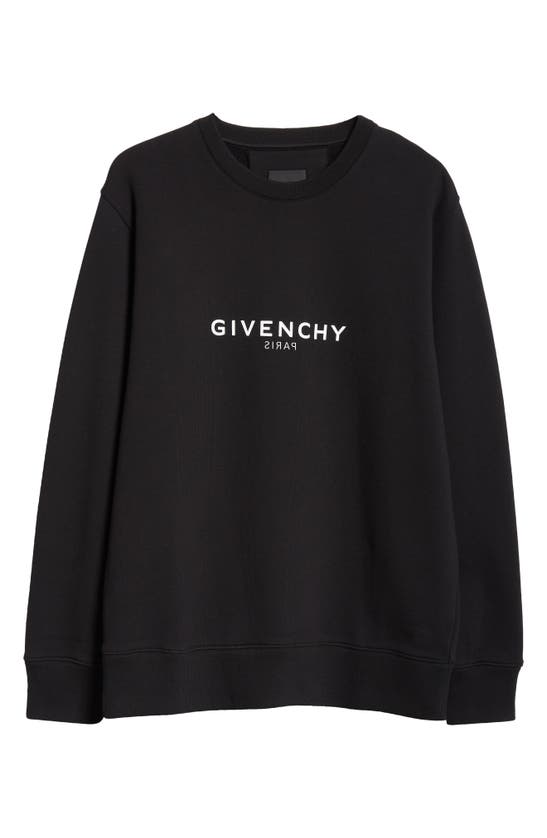 Shop Givenchy Reverse Logo Cotton Crewneck Sweatshirt In Black
