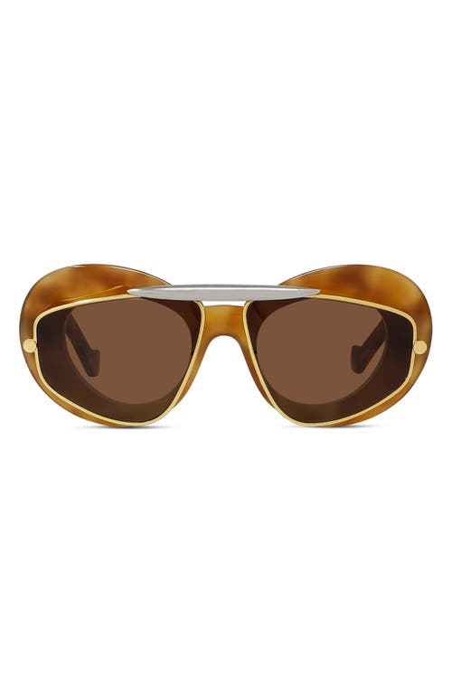 Loewe Double Frame 47mm Small Cat Eye Sunglasses In Brown