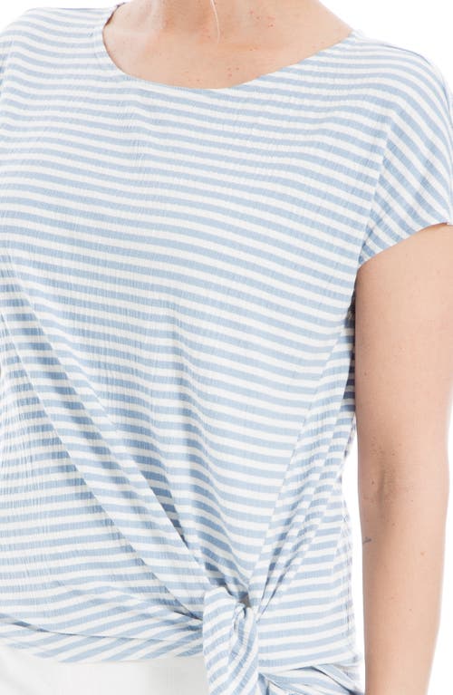 Shop Max Studio Stripe Crinkle Side Tie T-shirt In White/chambray Even Stripe