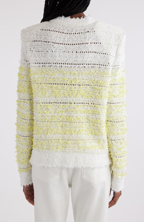 Shop Balmain Pointelle Bouclé Crewneck Sweater In Gtz White/yellow