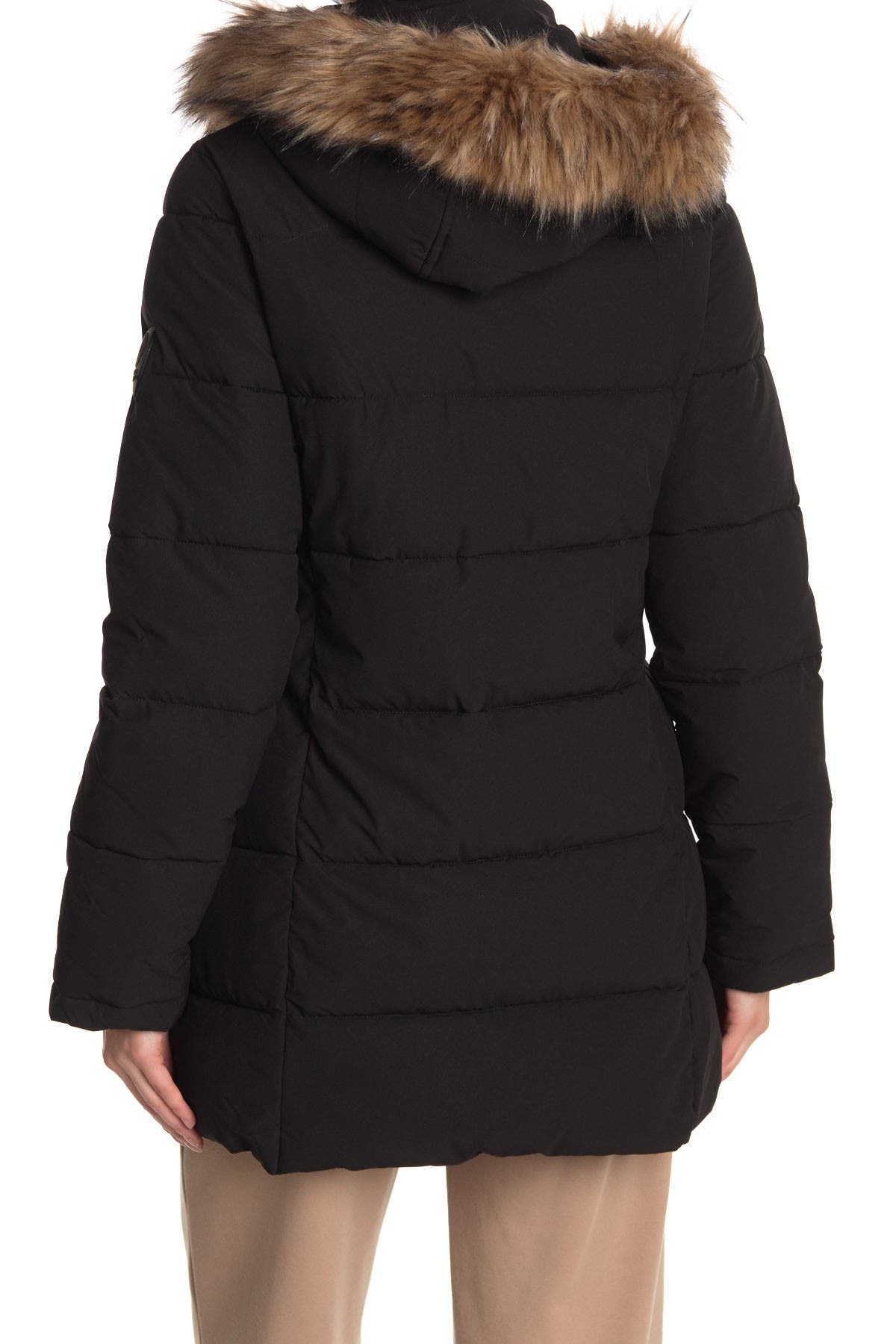 vince camuto puffer jacket with faux fur collar
