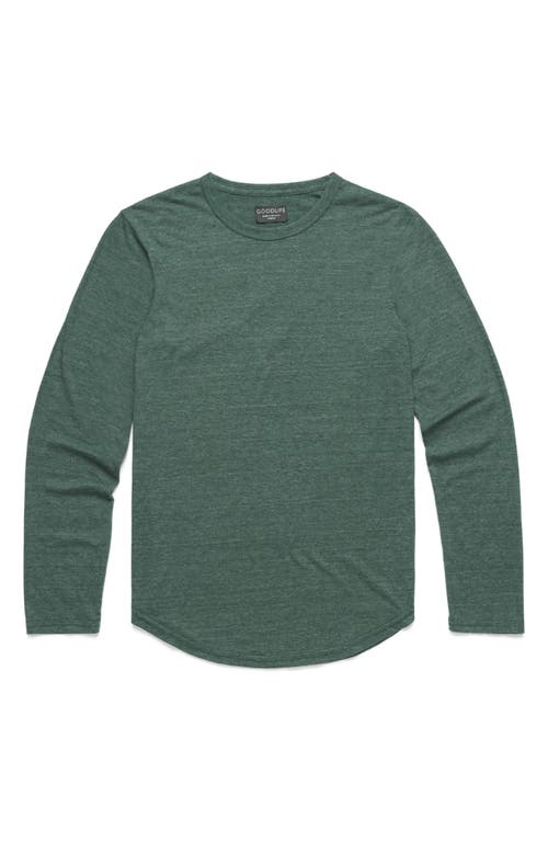 Shop Goodlife Scallop Crewneck Long Sleeve T-shirt In Evergreen