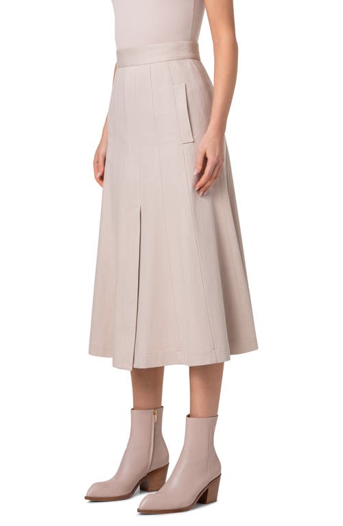 Shop Akris Pleated Denim Midi Skirt In Sand