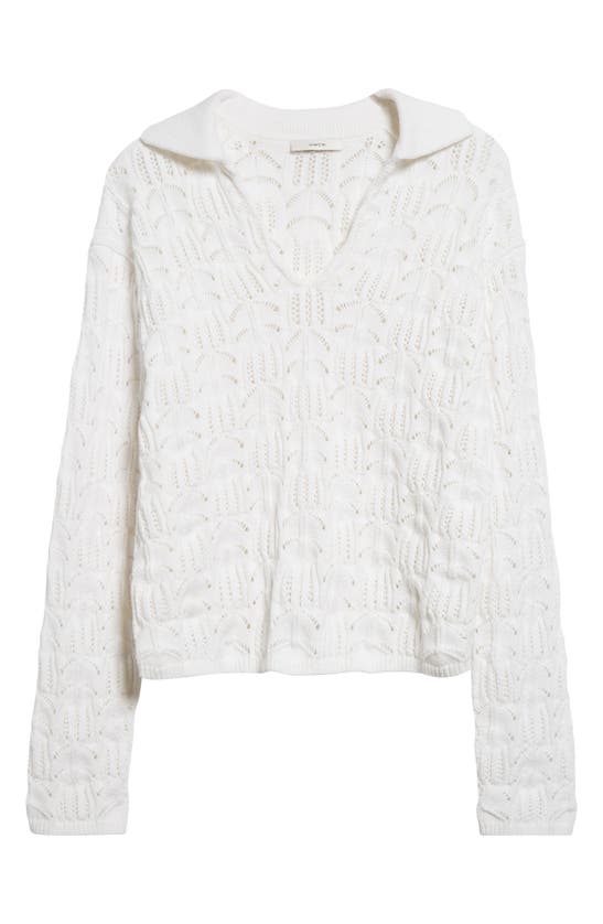 Shop Vince Baja Crochet Sweater In Optic White