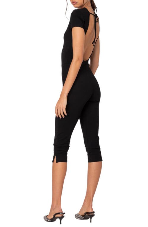 Shop Edikted Capri Open Back Crop Jumpsuit In Black