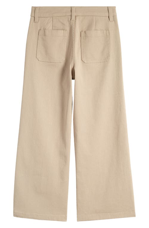 Shop Nordstrom Kids' Stretch Twill Crop Wide Leg Pants In Beige Hummus