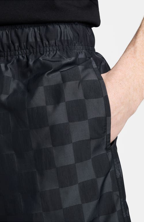 Shop Nike Club Flow Check Nylon Shorts In Black/white