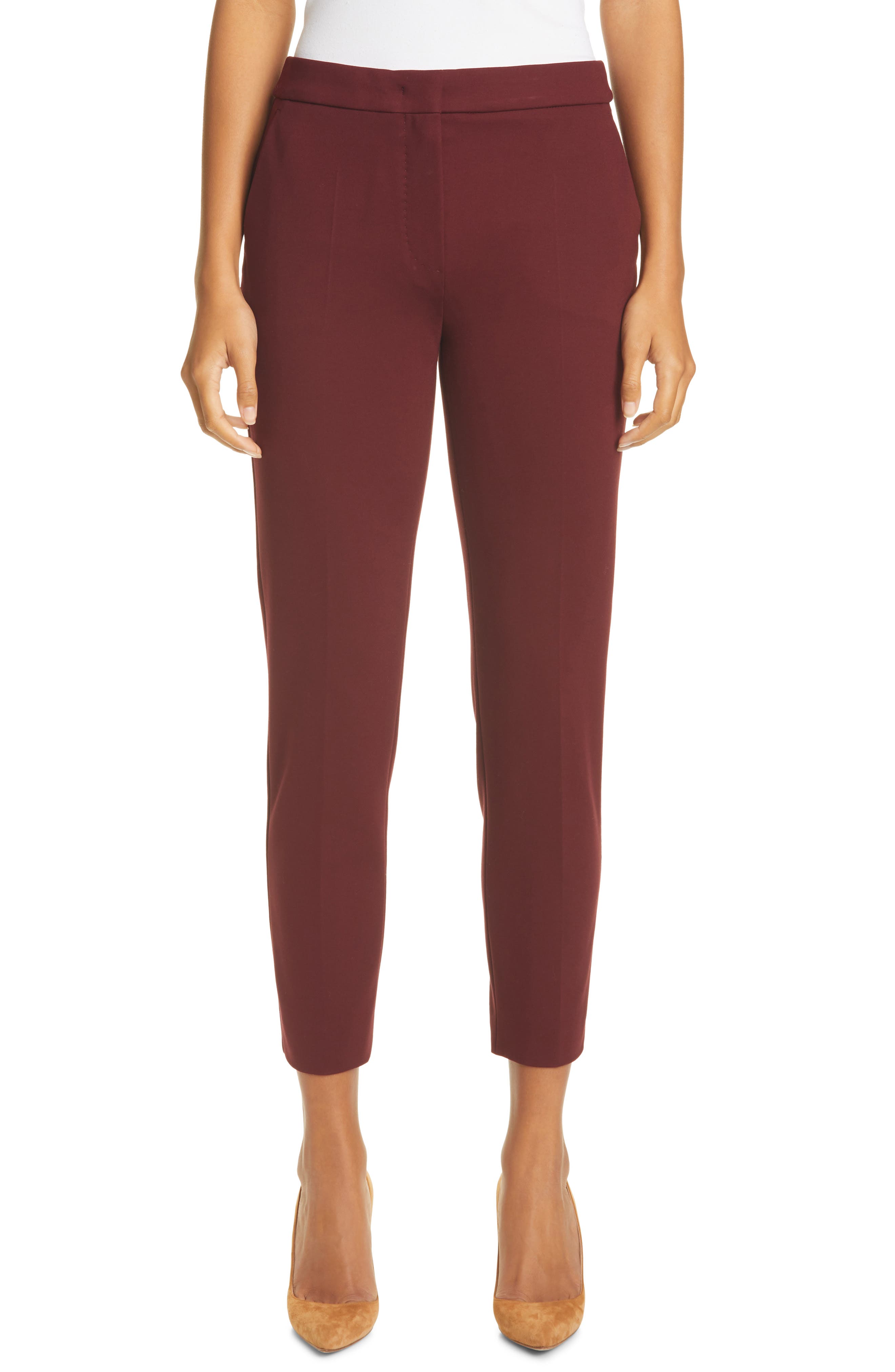 Max Mara Pegno Stretch Jersey Ankle Pants In Dark Red