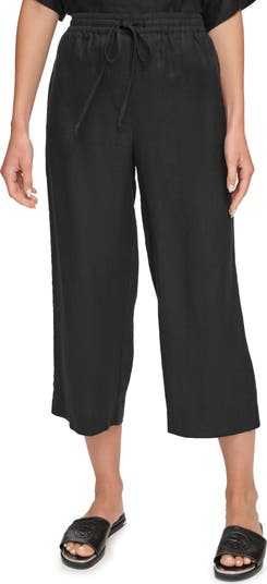 DKNY Drawstring Crop Linen Pants | Nordstrom