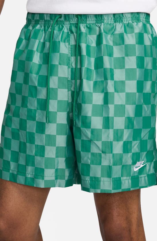 Shop Nike Club Flow Check Nylon Shorts In Malachite/ White