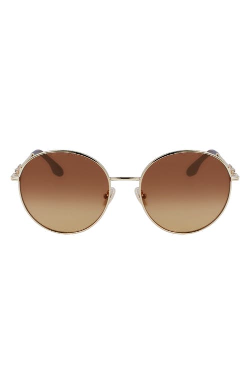 Victoria Beckham 58mm Gradient Round Sunglasses In Gold/brown