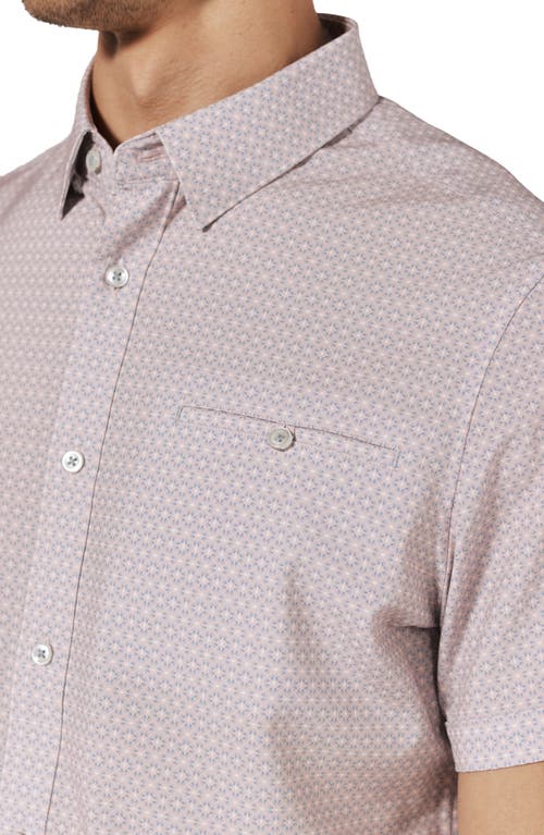 Shop 7 Diamonds Leroy Geo Print Short Sleeve Performance Button-up Shirt In Rose