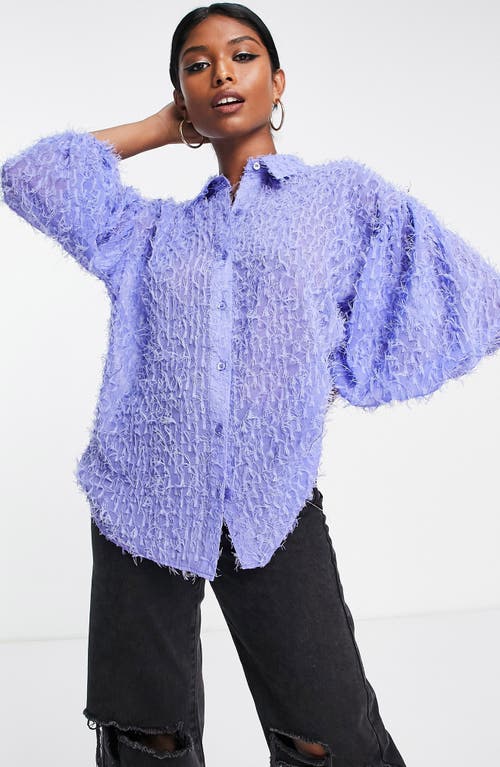 ASOS DESIGN Fluffy Button-Up Shirt in Lilac