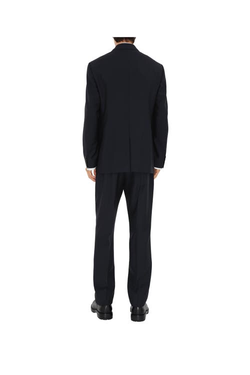 Burberry Classic Fit Triple Stud Wool Mohair Tailored Trousers In Navy