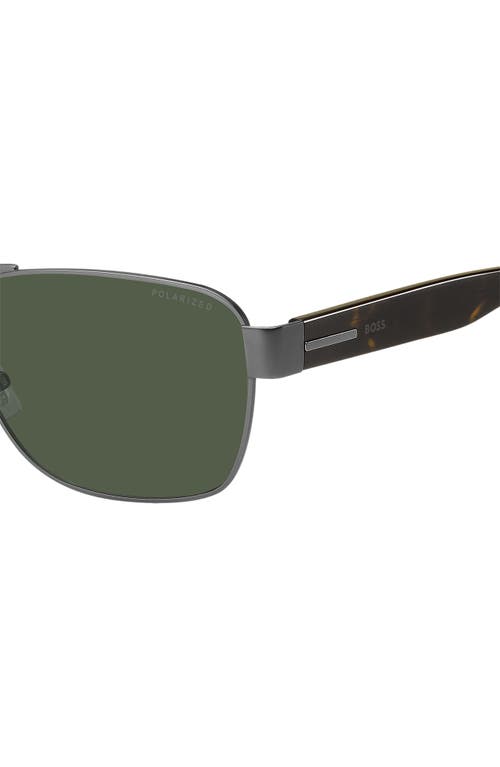 Hugo Boss Boss 60mm Polarized Rectangular Sunglasses In Havana/dark Ruthenium
