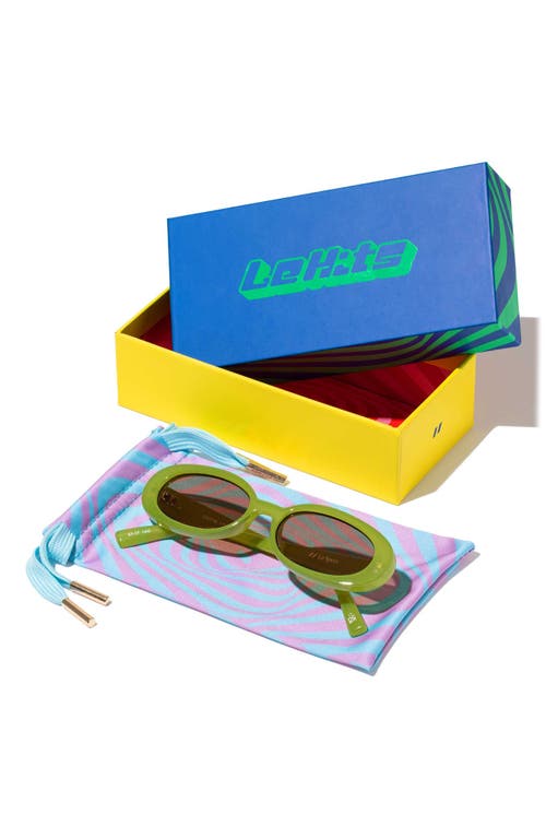 Shop Le Specs Outta Love 51mm Oval Sunglasses In Green/light Brown Mono