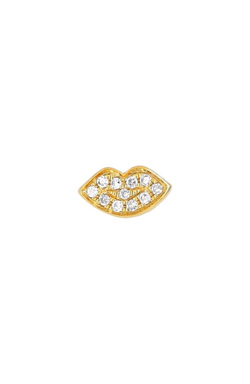 EF Collection Mini Diamond Smooch Single Stud Earring in 14K Yellow Gold