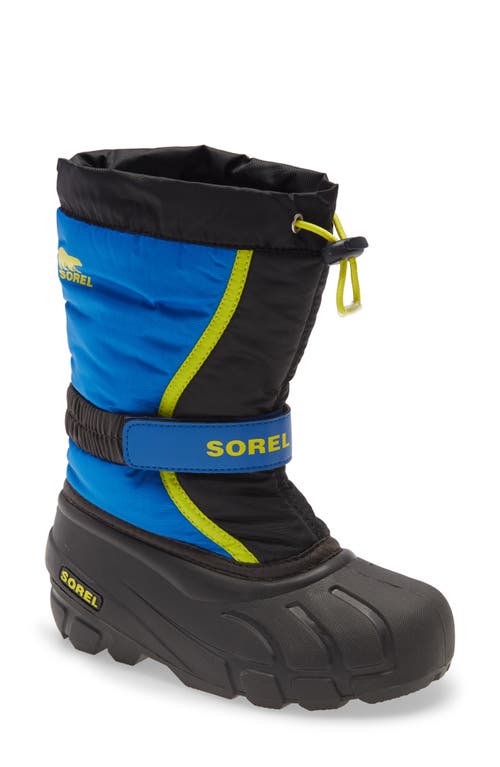 SOREL Youth Flurry Weather Resistant Snow Boot in Black/Super Blue Multi Size 1 M