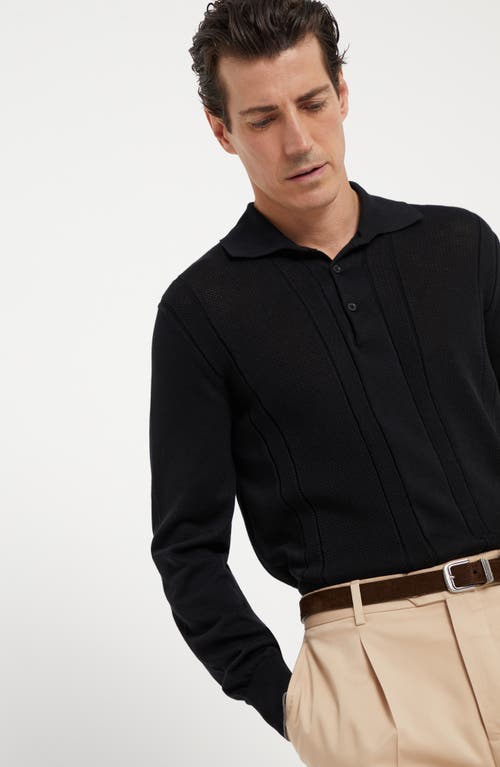 Shop Brunello Cucinelli Cotton Knit Polo In Black