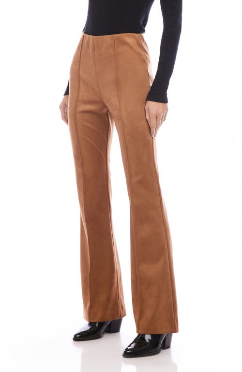 Shop Fifteen Twenty Ellie Pintuck Bootcut Faux Suede Pants In Cog