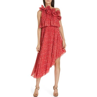 Amur Alexia One-Shoulder Asymmetrical Dress, Red