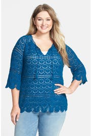 Lucky Brand 'Sapphire' Crochet Tunic (Plus Size) | Nordstrom