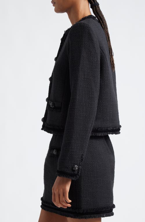 Shop Cinq À Sept Christie Velvet Trim Cotton Bouclé Jacket In Black