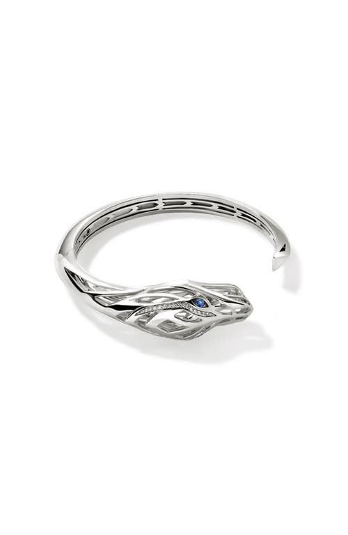 John Hardy Naga Hinged Cuff Bracelet, Sterling Silver, Diamonds 