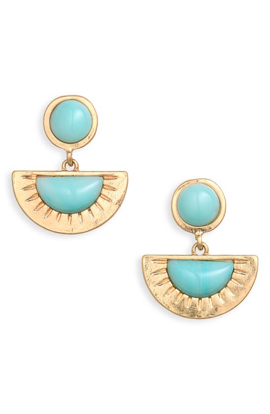 Shop Melrose And Market Resin Half Crescent Earrings In Turquoise- Gold