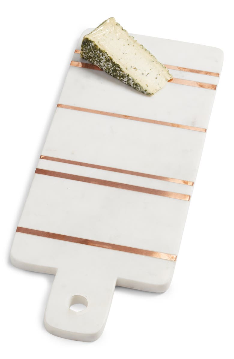 NORDSTROM at Home Brass Inlay Marble Cutting Board, Main, color, WHITE/ COPPER