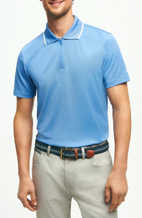 Brooks Brothers Tipped Piqué Performance Zip Golf Polo Ultramarine at Nordstrom,