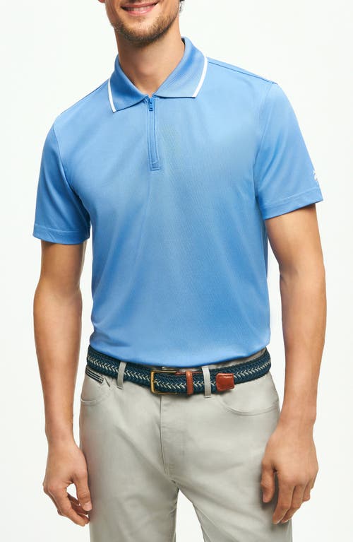 Shop Brooks Brothers Tipped Piqué Performance Zip Golf Polo In Ultramarine