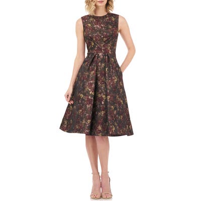 Kay Unger Adrianna Fit & Flare Dress, Burgundy