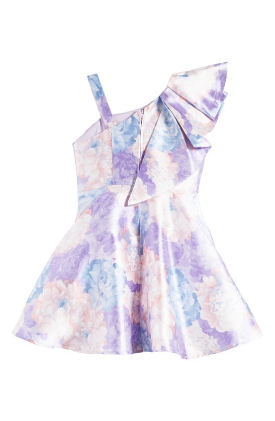 Shop Love, Nickie Lew Kids' Ruffle One-shoulder Mikado Party Dress In Lilac/ Multi