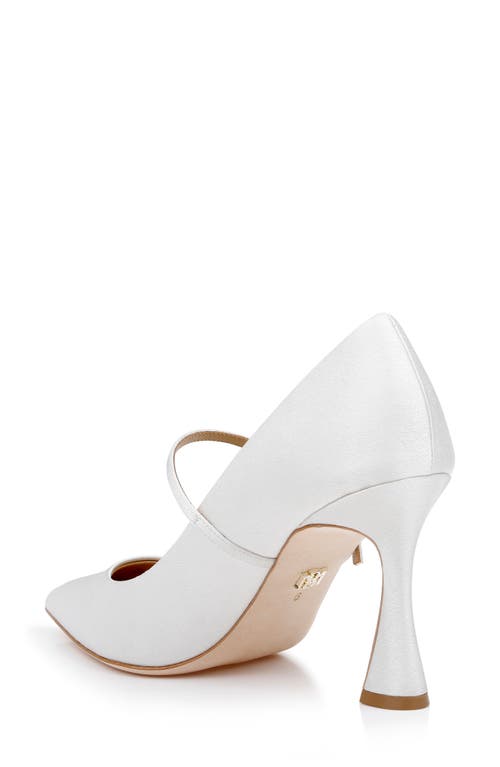 Shop Badgley Mischka Collection Antonia Pointed Toe Mary Jane Pump In White Crepe