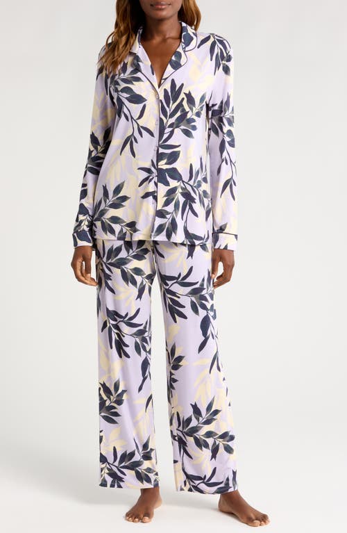 Shop Nordstrom Moonlight Eco Knit Pajamas In Purple Petal Willow Leaves