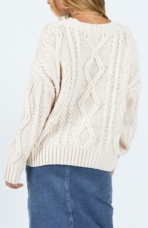 Shop Princess Polly Anaya Oversize Cable Stitch Sweater In Medium Beige