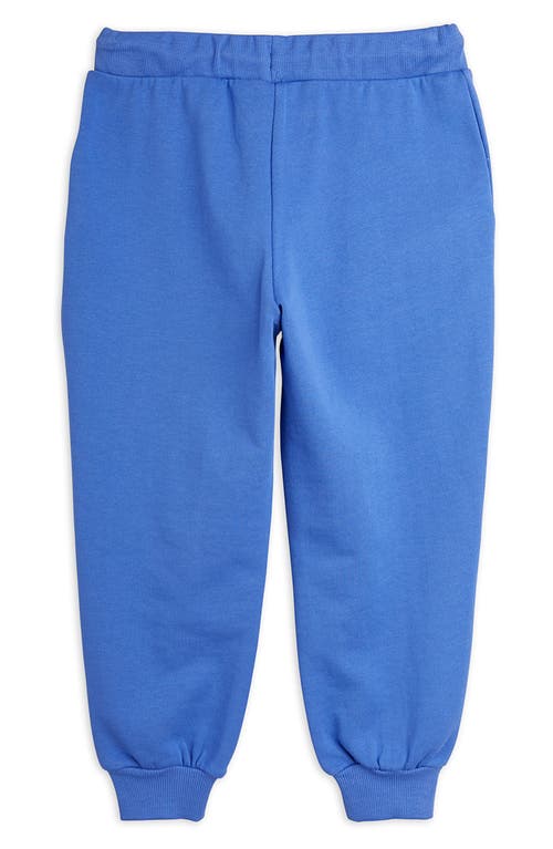 Shop Mini Rodini Kids' Chenille Basketball Squirrel Organic Cotton Joggers In Blue